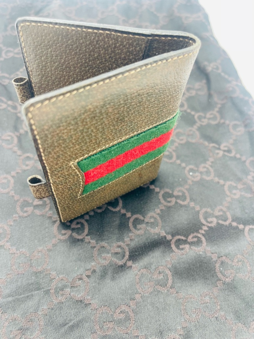 Gucci Brown Leather Card & Key Holder with Green-Red Web Stripe - Picture 6 of 7
